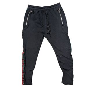 American Stitch Black Joggers with Red and Green Accents